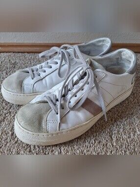 D.A.T.E. Hill Low Sneakers Silver, White Pink Lace Up Womens 6.5